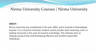 Nirma University Courses | Nirma University