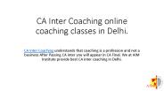 Which is the best CA Inter Coaching in Delhi