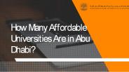 How many Affordable universities are in Abu Dhabi?