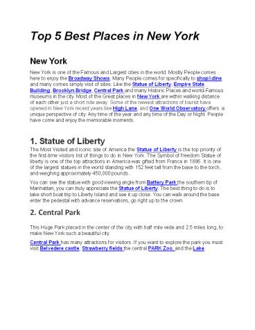 Top 5 Best Places in New York
