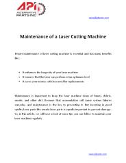 Maintenance of a Laser Cutting Machine