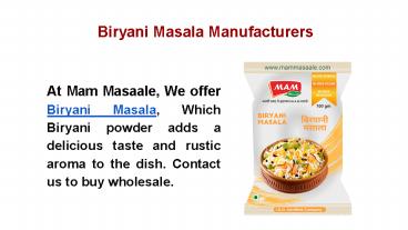 Biryani Masala Manufacturers