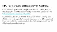 RPL For Permanent Residency In Australia