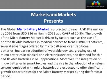 Micro Battery Market Forecast, Overview and Growth Analysis 2026