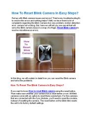 How To Reset Blink Camera In Easy Steps?