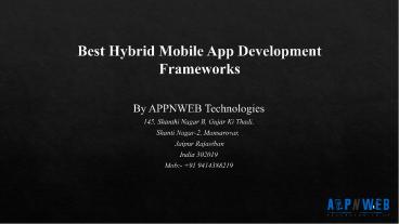 Best Hybrid Mobile App Development Frameworks