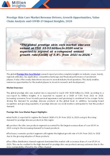 Prestige Skin Care Market