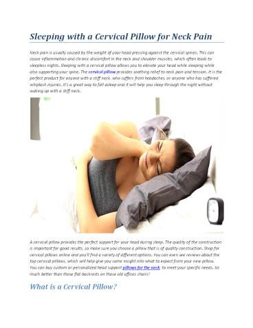Sleeping with a Cervical Pillow for Neck Pain