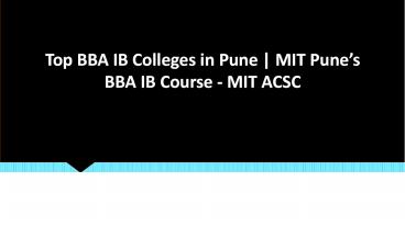 Top BBA IB Colleges in Pune | MIT Pune’s BBA IB Course - MIT ACSC
