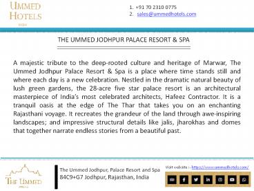 7 Star Hotels In Jodhpur