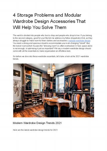 4 Storage Problems and Modular Wardrobe Design Accessories That Will Help You Solve Them