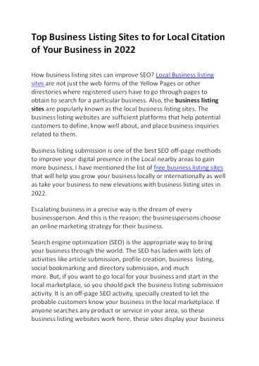 Top Business Listing Sites to for Local Citation of Your Business in 2022