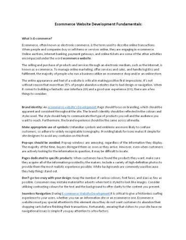 What are the E-commerce Website Development Fundamentals?