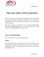 Fiber Laser Optics and Its Importance