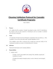 Cleaning Validation Protocol for Cannabis Certificate Programs