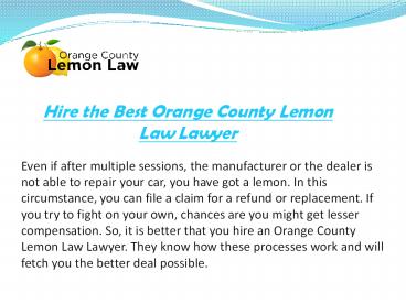 Orange County Lemon Law