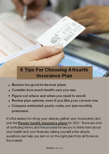 6 Tips For Choosing A Health Insurance Plan