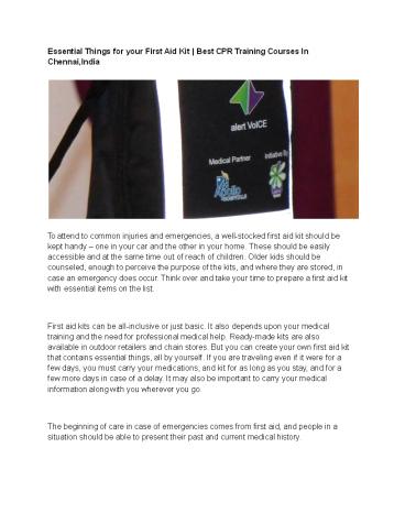 Essential Things for your First Aid Kit | Best CPR Training Courses In Chennai,India