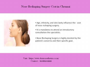 Nose reshaping surgery cost in Chennai