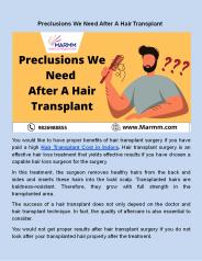 Preclusions We Need After A Hair Transplant