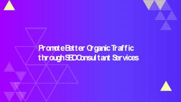 Promote Better Organic Traffic through SEO Consultant Services