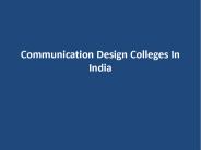 Communication Design Colleges In India