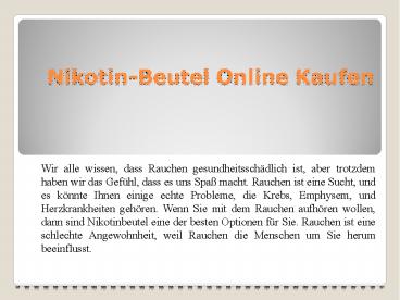 Nikotin-Beutel Online Kaufen