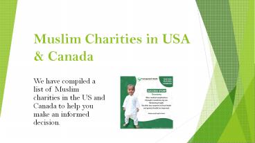 Muslim Charities in USA & Canada