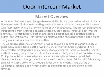Door Intercom Market Report