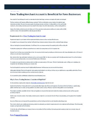 Forex Trading Merchant Account is Beneficial for Forex Businesses