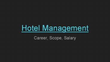 Hotel Management