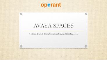Avaya Spaces Meeting Tool
