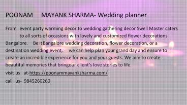Poonam Mayank Sharma- Wedding planner