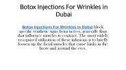 Botox Injections For Wrinkles in Dubai