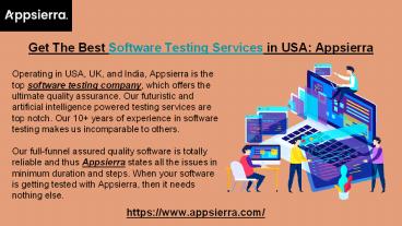 Choose Appsierra For The Best Software Testing Services