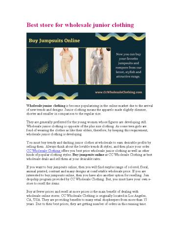 Best store for wholesale junior clothing