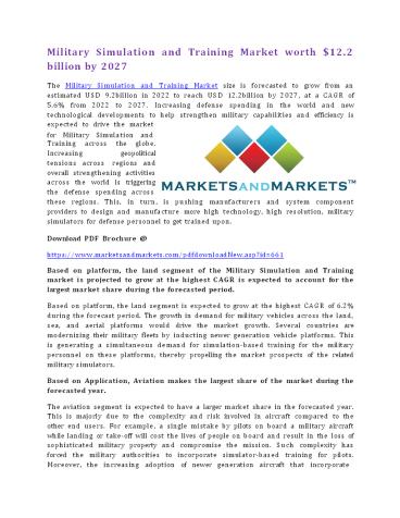 Military Simulation and Training Market worth $12.2 billion by 2027