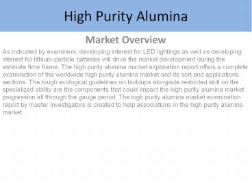 High Purity Alumina Market Report