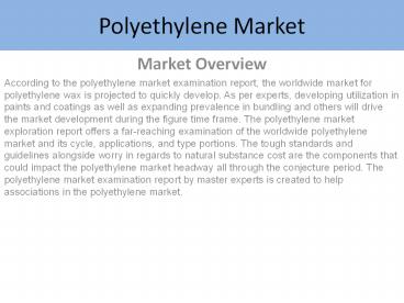 Polyethylene Market Report