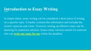 Introduction to Essay Writing