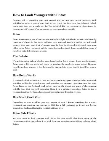 Look Younger With Botox