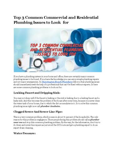 Common plumbing issues | Plumber Anaheim