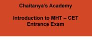 Introduction to MHT – CET Entrance Exam