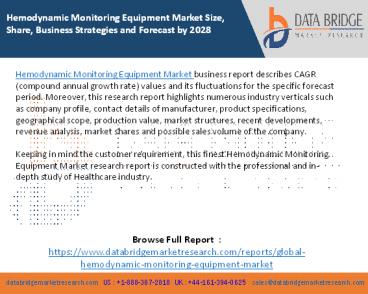 Hemodynamic Monitoring Equipment Market Size, Share, Business Strategies and Forecast by 2028