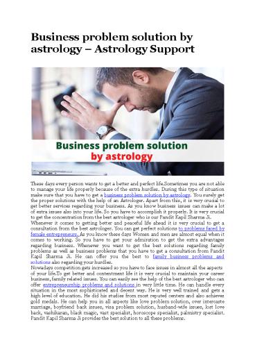Business problem solution by astrology - Astrology Support