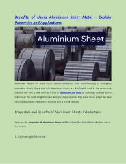 Benefits of Using Aluminium Sheet Metal
