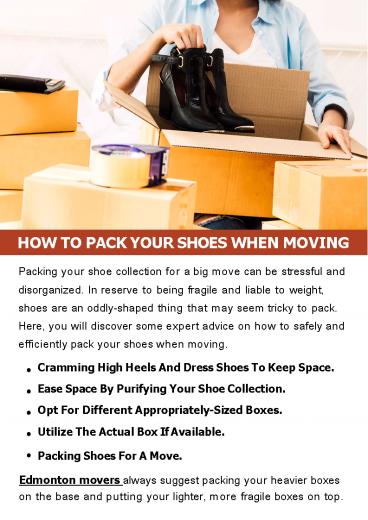 HOW TO PACK YOUR SHOES WHEN MOVING