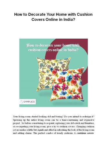How to Decorate Your Home with Cushion Covers Online in India?