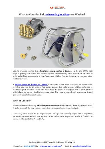 What to Consider Before Investing in a Pressure Washer?