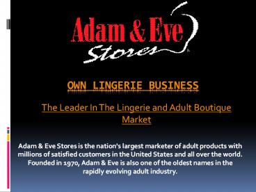 Adult Oriented Franchise Opportunities Guide